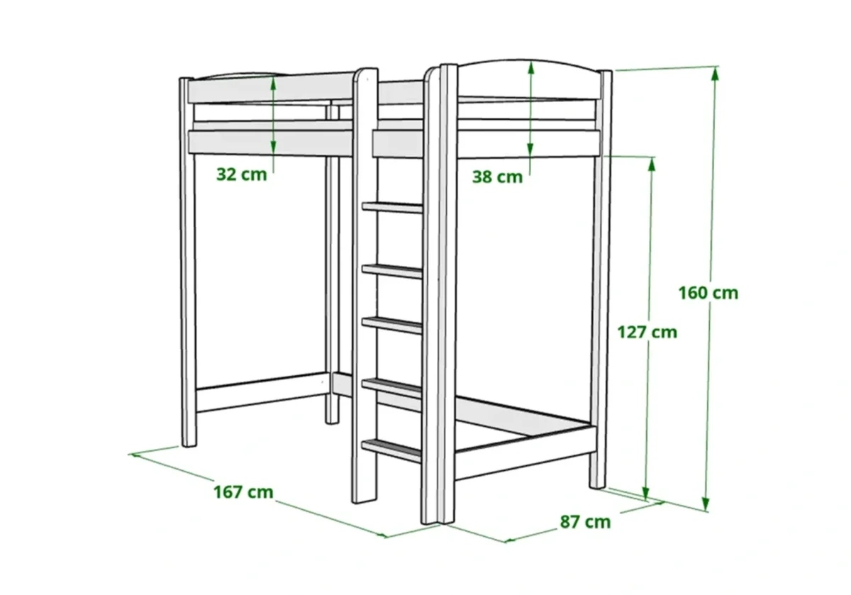 Køjeseng til børn AVELA 160 cm