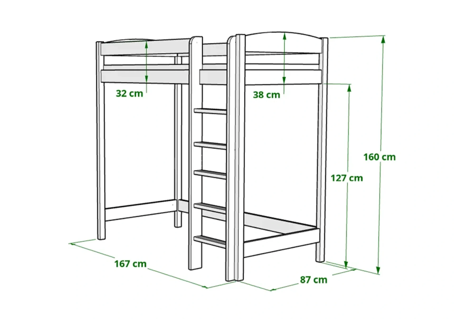 Køjeseng til børn AVELA 160 cm